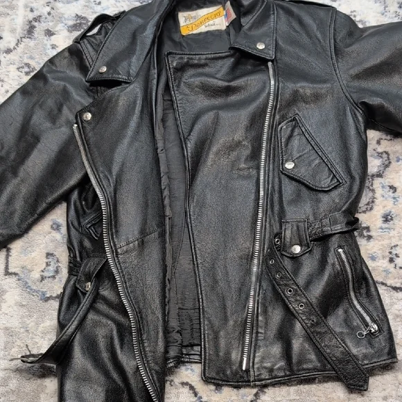 Schott NYC Perfecto Leather Motorcycle Jacket 16 Black Belted USA Made Vintage - Picture 12 of 12